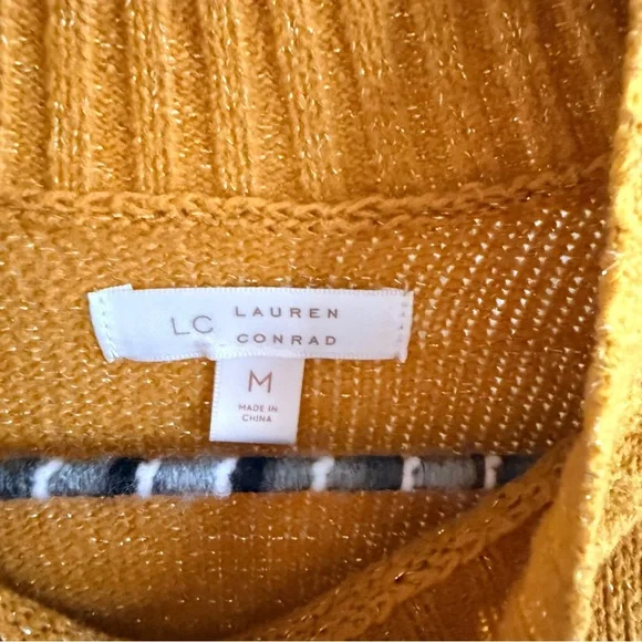 LC Lauren Conrad Women's Yellow Mockneck Sweater Medium - Picture 2 of 6